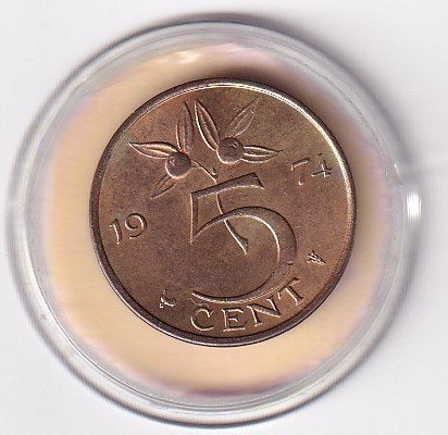5 Cent 1974 Prachtig Mooi met diverse Muntkleuren, Postzegels en Munten, Munten | Nederland, Verzenden, Koningin Juliana, 5 cent