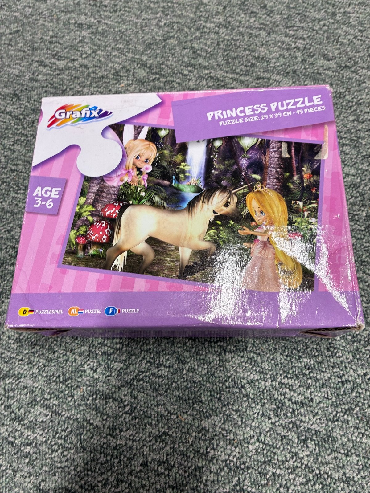 Grafix Princess Puzzel 45 stukjes - Leeftijd 3-6, Hobby en Vrije tijd, Denksport en Puzzels, Ophalen of Verzenden, Minder dan 500 stukjes