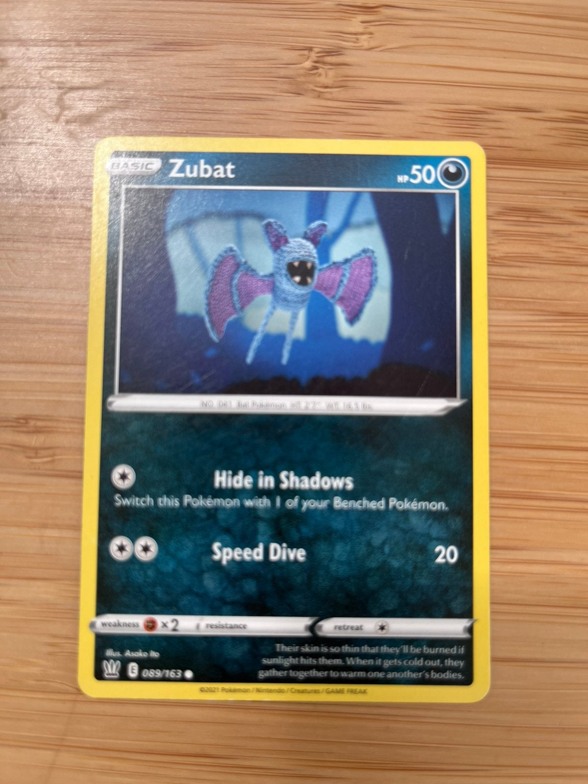 Pokemon Kaart Zubat 089/163, Ophalen of Verzenden, Zo goed als nieuw, Losse kaart