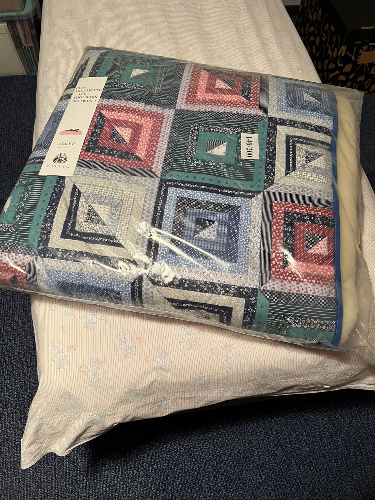 Wollen patchwork deken 1-persoons, Hout, Nieuw, Tweepersoons, 140 cm