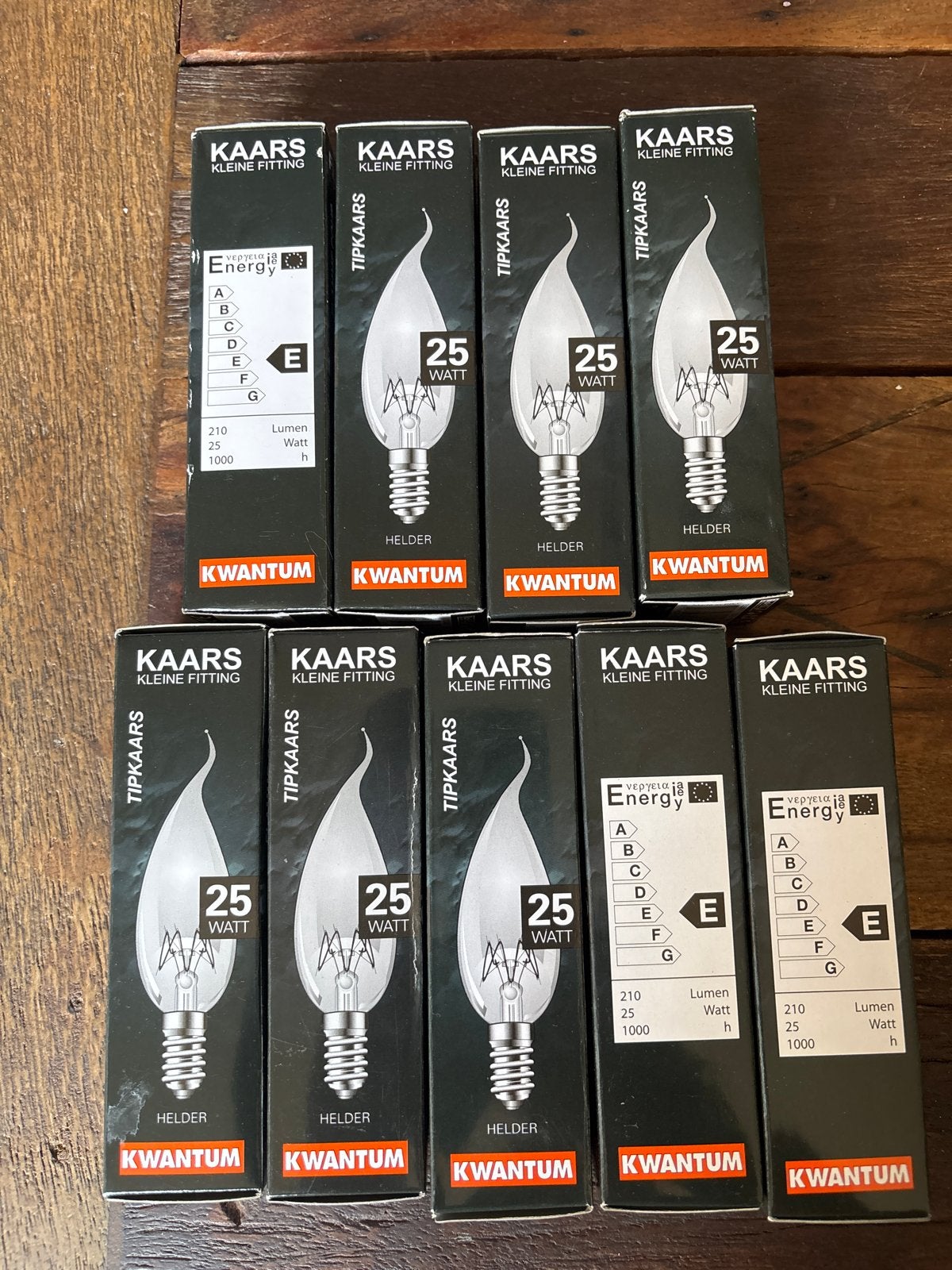 9 Nieuwe Kwantum Kaars Tipkaars Peertjes E14 25 Watt, Ophalen of Verzenden, Nieuw, E14 (klein), Overige merken