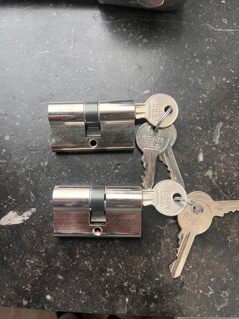 2x cilinderslot, Doe-het-zelf en Verbouw, Hang- en Sluitwerk, Ophalen, Rvs, Slot