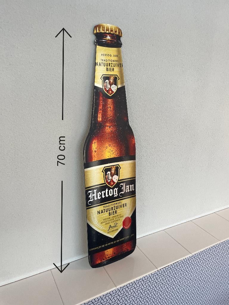 Reclamebord Hertog Jan fles groot, aluminium, 20x70 cm,, Verzamelen, Merken en Reclamevoorwerpen, Ophalen of Verzenden, Nieuw