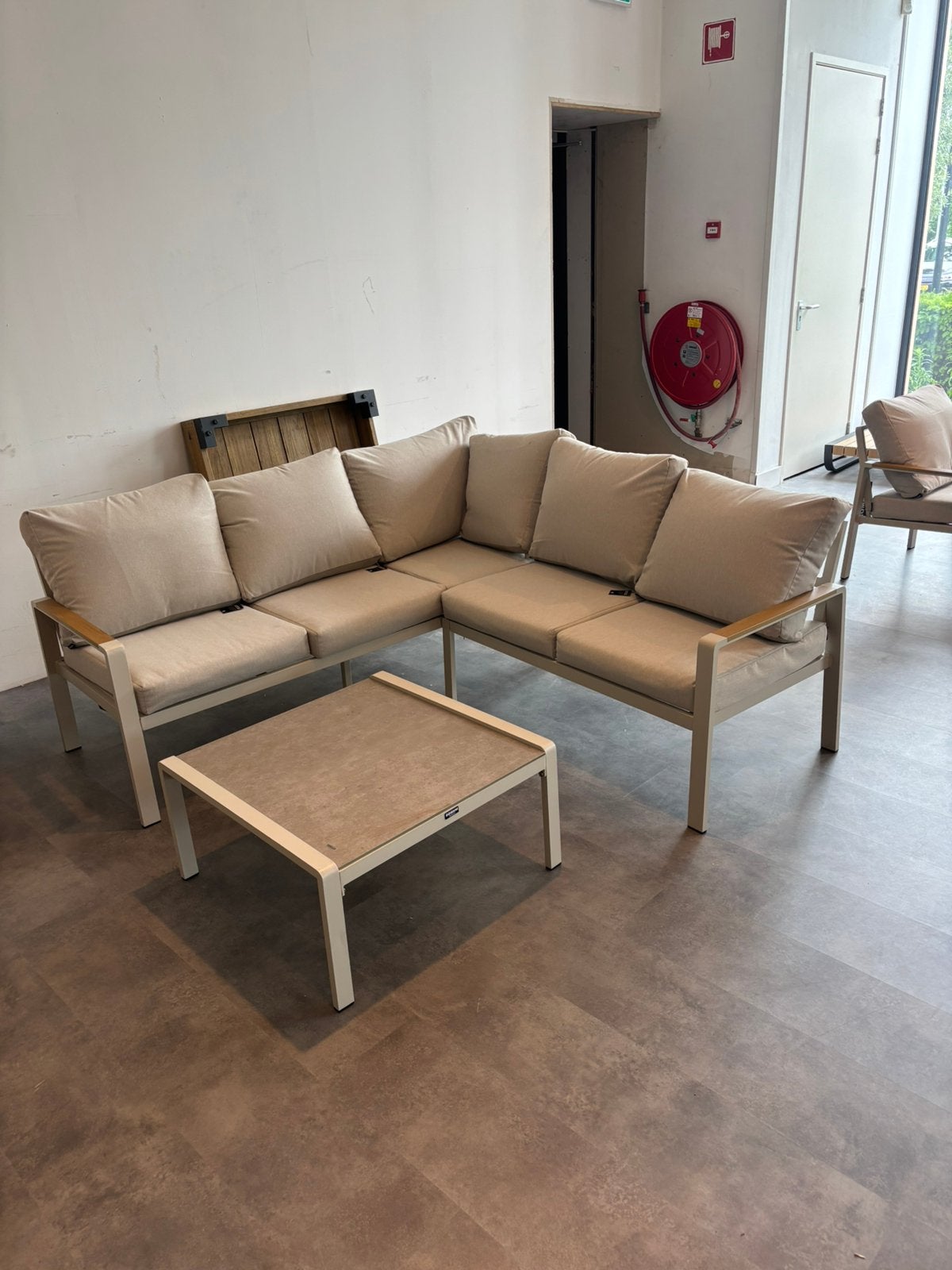 Luxe aluminium loungeset met salontafel, Ophalen, 5 zitplaatsen, Aluminium, Zo goed als nieuw