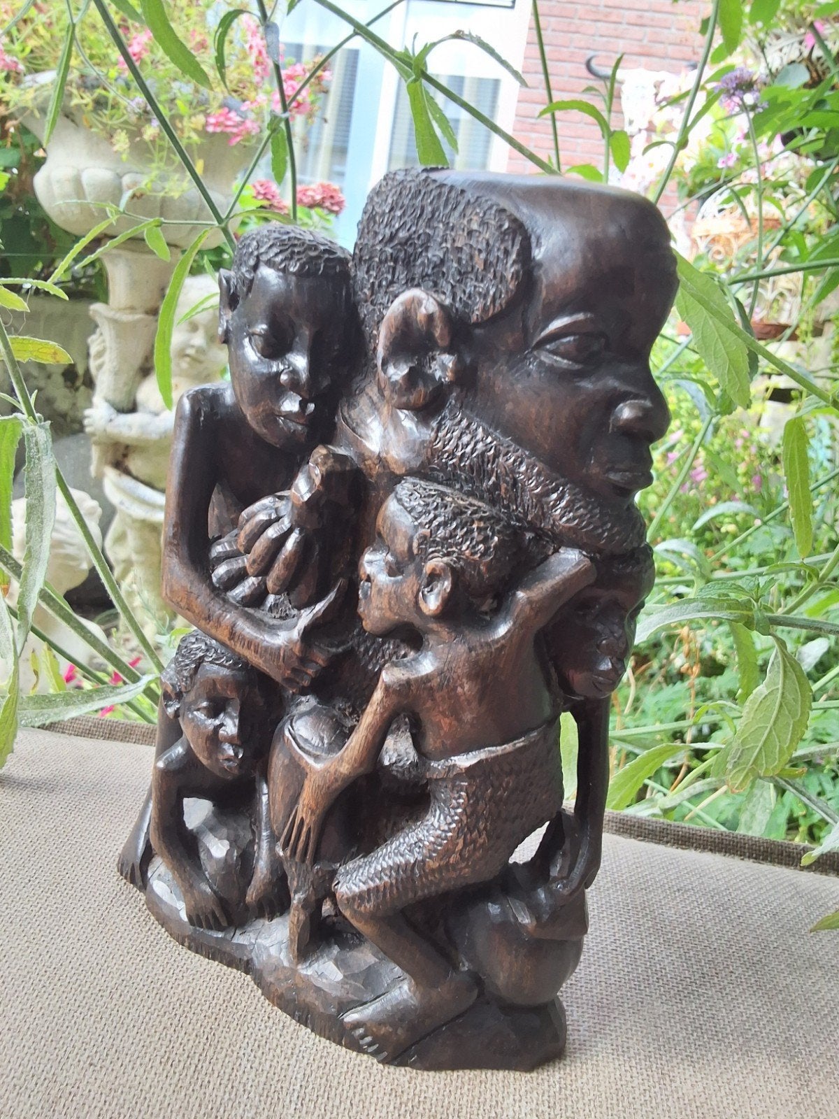 Afrikaans Houtsnijwerk makonde Familie beeld levensboom, Antiek en Kunst, Ophalen of Verzenden