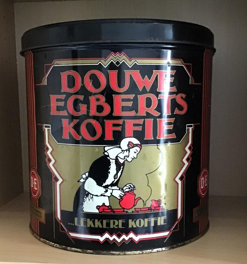 Groot rond blik Douwe Egberts jaren '90, Verzamelen, Blikken, Ophalen of Verzenden, Gebruikt, Koffie, Douwe Egberts