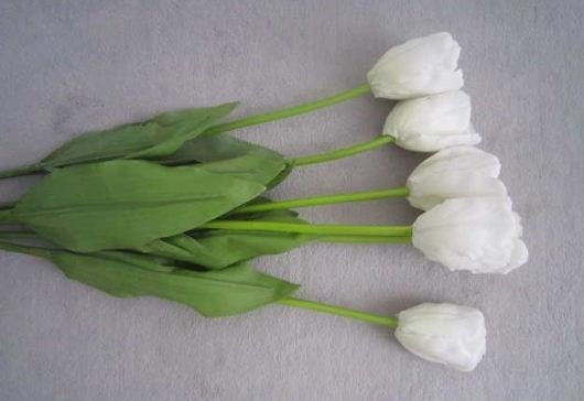 Bos met 6 lange zijden tulpen van Jim Jon, Inclusief kunstbloemen, Binnen, 70 cm, Ophalen of Verzenden