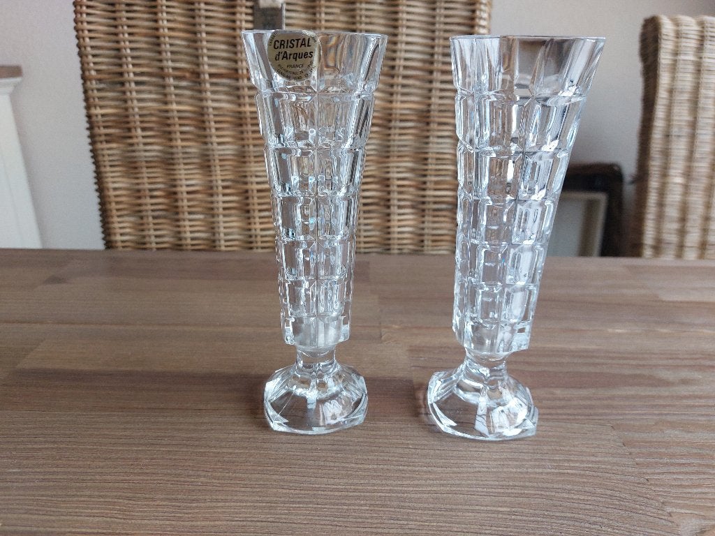 2 Prachtige Vintage Vazen Kristal  Cristal D'Arques France, Verzenden
