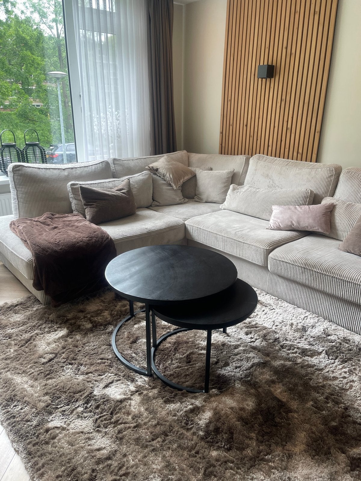 Set van 2 zwarte ronde salontafels, Rond, Zo goed als nieuw, Metaal, 5 – 50