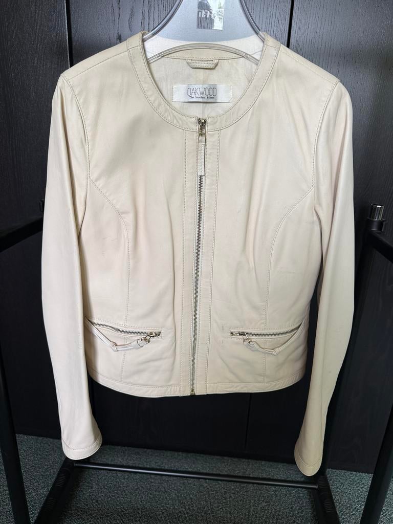 Oakwood Leren Jasje Crème - Zo goed als nieuw, Ophalen of Verzenden, Zo goed als nieuw, Maat 42/44 (L), Beige