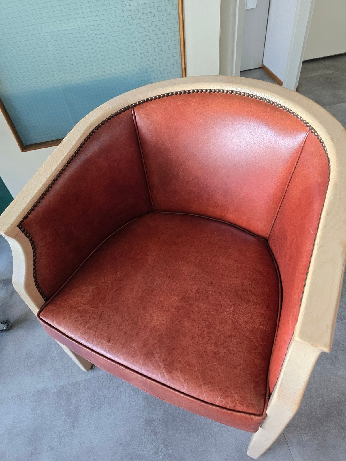 Fauteuil, Huis en Inrichting, Ophalen, Minder dan 75 cm, Leer, Zo goed als nieuw