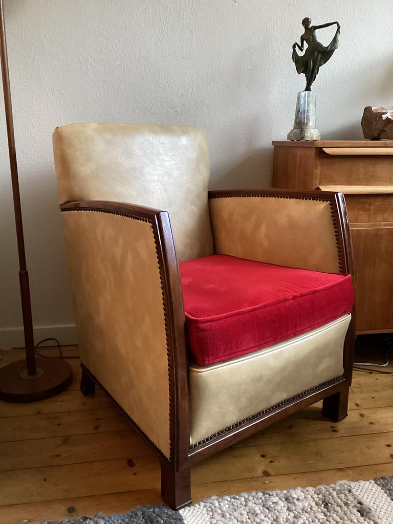 Art Deco clubfauteuil, Ophalen, Gebruikt, Minder dan 50 cm, Art Deco