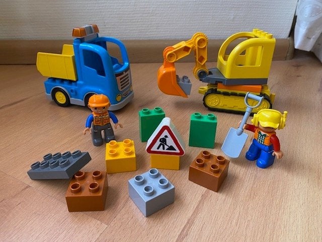 Duplo, rupsbandgraafmachine en kiepwagen, set 10812 compleet, Gebruikt, Ophalen of Verzenden, Compleet, Duplo