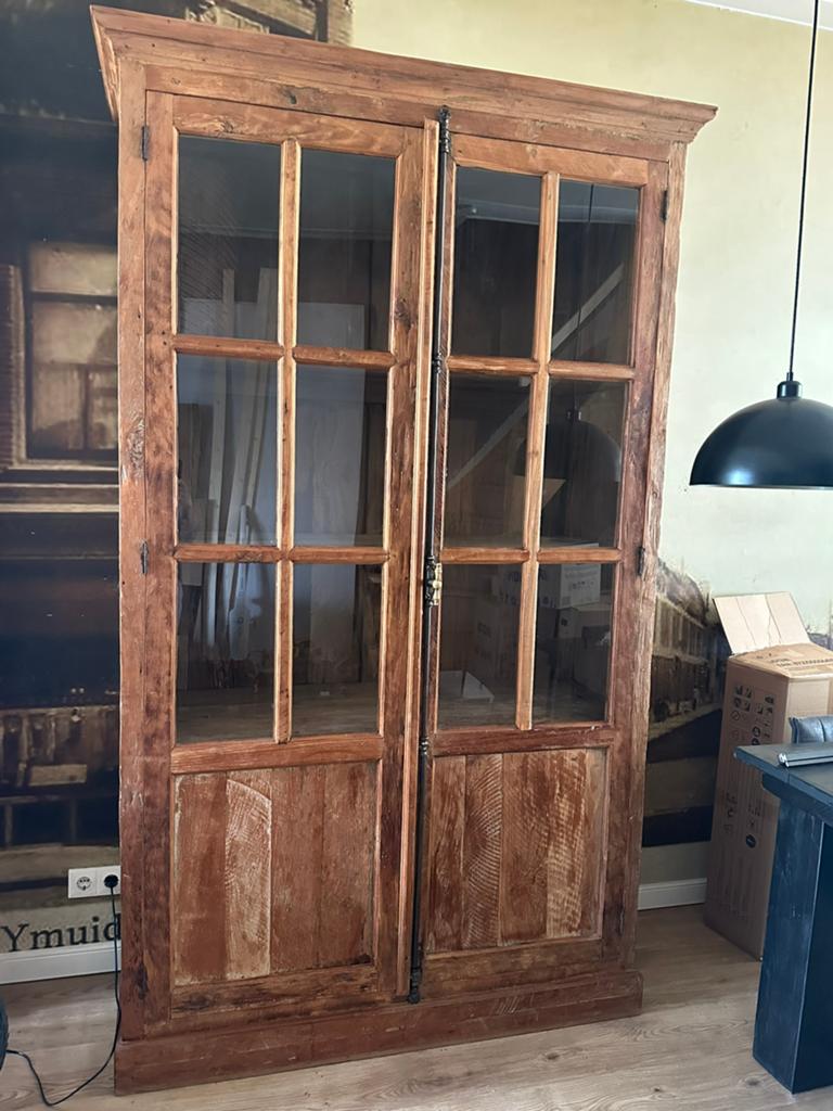 Prachtige teak houten kast., Ophalen, Met plank(en), 100 tot 150 cm, 200 cm of meer