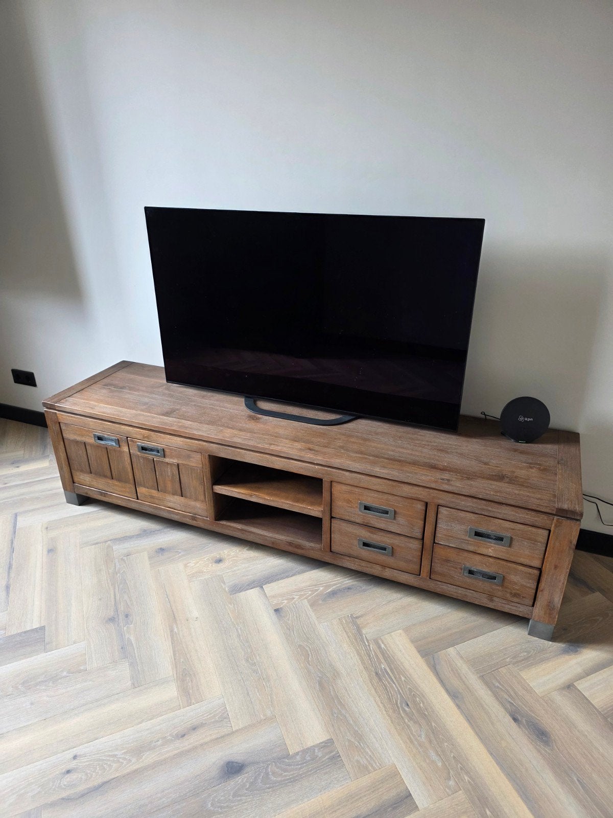 tv kast acacia hout, Ophalen, Gebruikt, 50 tot 100 cm, Minder dan 100 cm