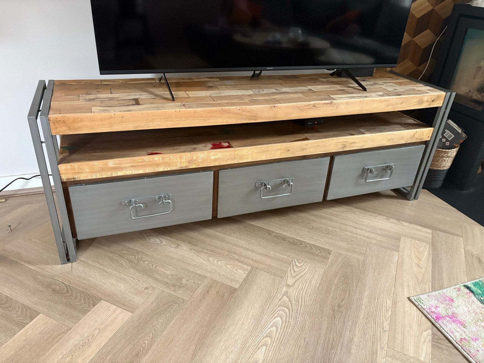 Trendhopper TV dressoir - Industrieel design met lades, Ophalen, Gebruikt, 150 tot 200 cm, Minder dan 100 cm