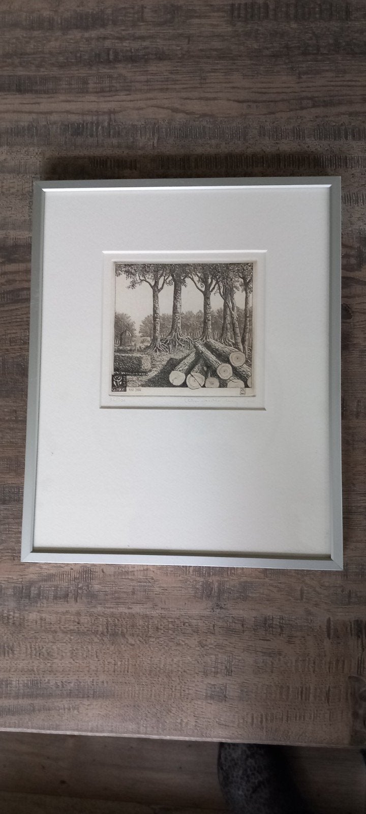 Ets Wim vd Meij 2003 - Landschap met bomen en hout, Antiek en Kunst, Ets, Landschap, Genummerd, 2000 tot heden