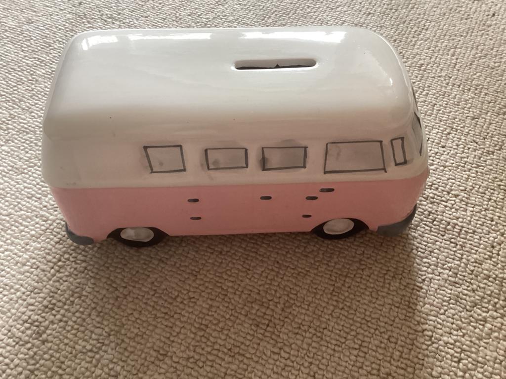 Volkswagen Bus keramiek spaarpot // hoog 10x20x8.5, Ophalen of Verzenden, Zo goed als nieuw, Steen, Aardewerk of Keramiek, Vervoermiddel