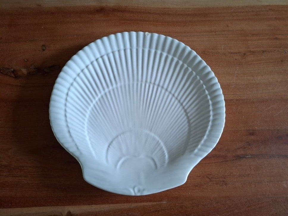 Decoratief schelp bord - Wit keramiek, Ophalen of Verzenden