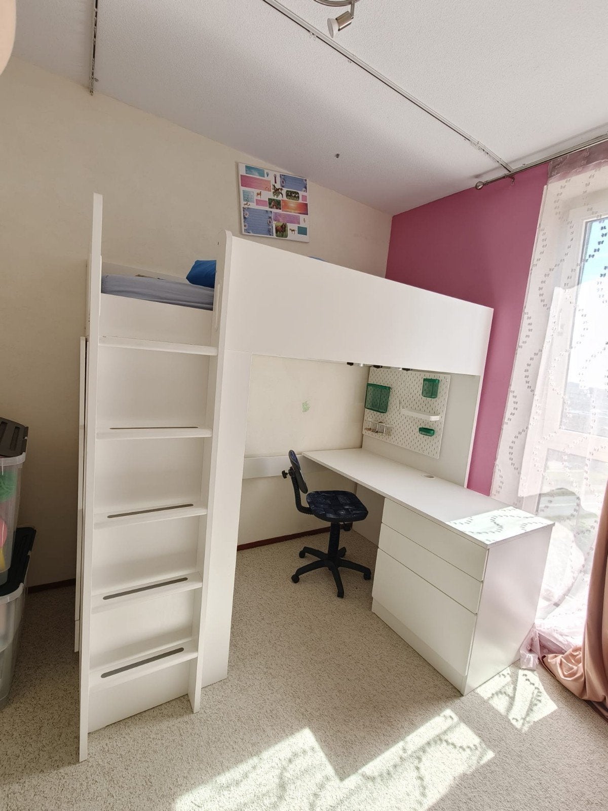 IKEA SMÅSTAD Hoogslaper met bureau en opbergruimte, Eenpersoons, Ophalen of Verzenden, Zo goed als nieuw, 200 cm