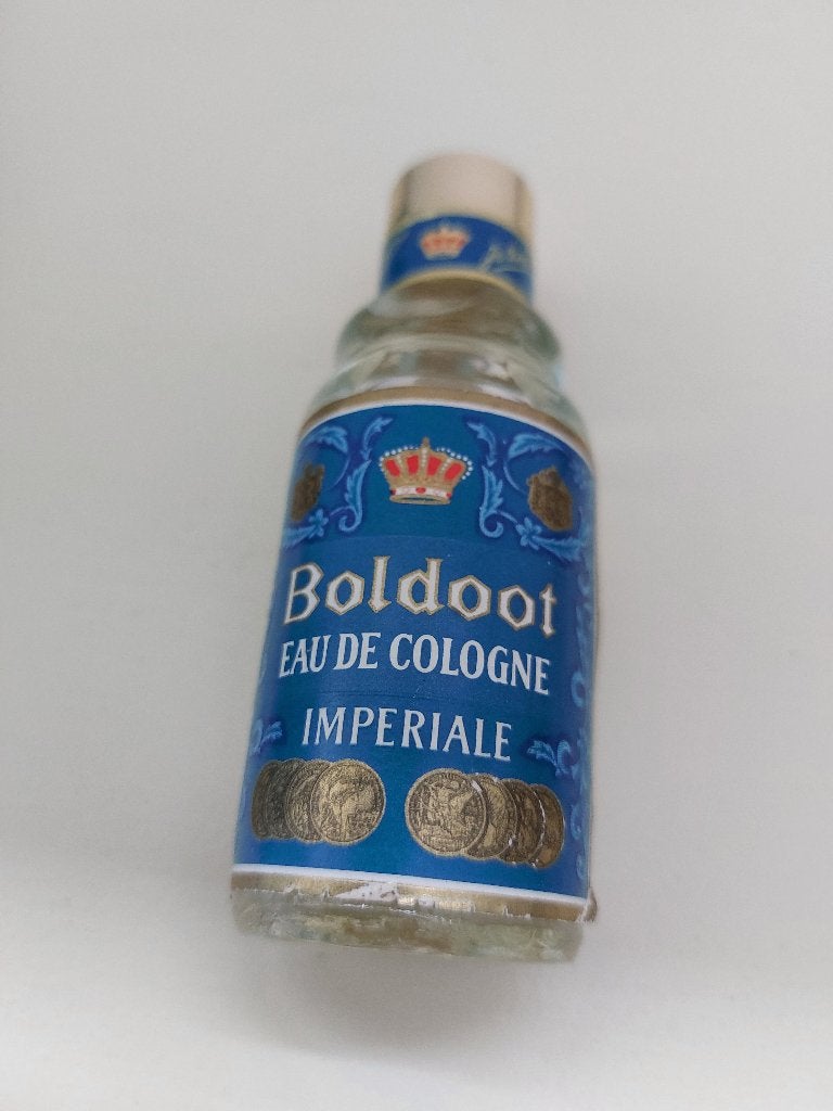 Vintage, Boldoot Eau de Cologne Imperiale 9,5 cm. hoog,lees, Ophalen of Verzenden, Nieuw, Parfumfles, Gevuld