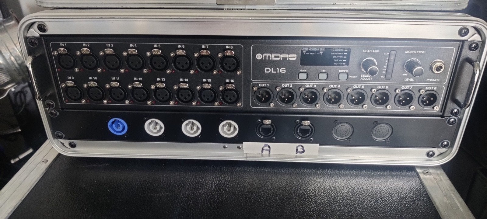Midas DL16 Stagebox in robuuste flightcase, Ophalen, Zo goed als nieuw, 10 tot 20 kanalen, Microfooningang