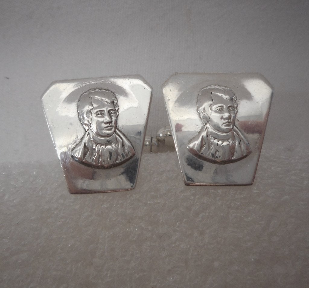 Zilveren vintage manchetknopen Mozart nr.640