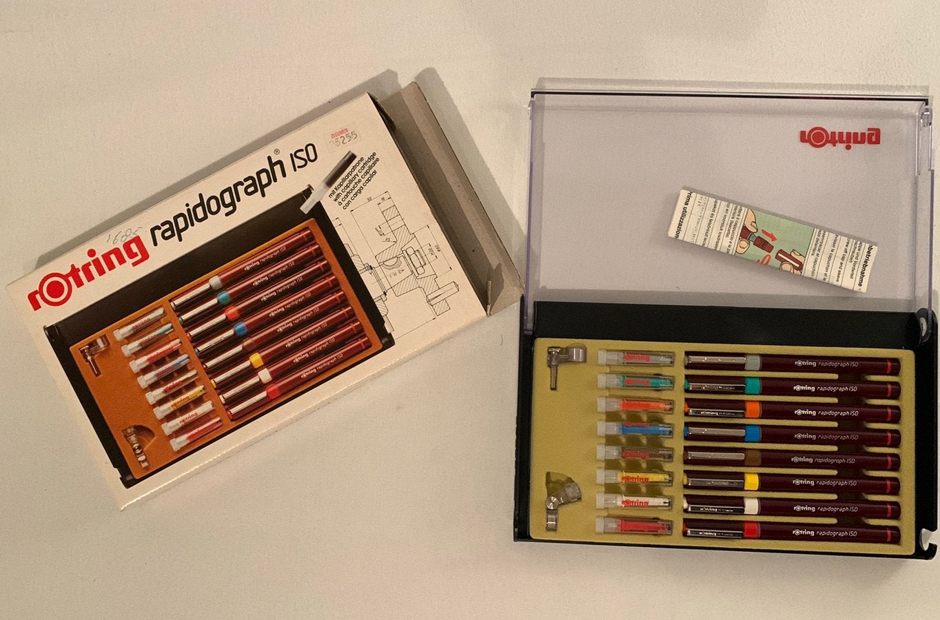 Rotring rapidograph 8 verschillende diktes, uniek, Ophalen of Verzenden, Zo goed als nieuw