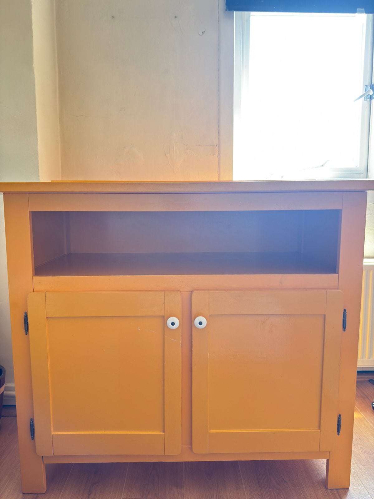 Mid Century Vintage Oranje Ladekastje, Ophalen, Zo goed als nieuw, 25 tot 50 cm, 50 tot 100 cm