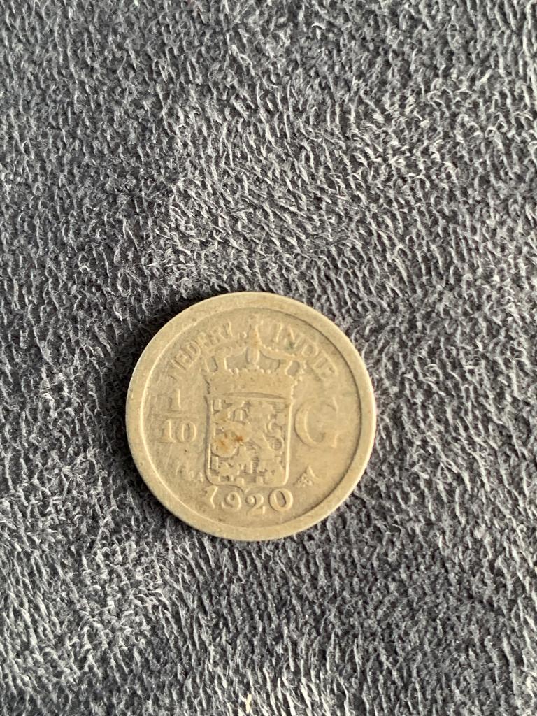 Zilveren 1/10 gulden 1920 Nederlands Indië, Postzegels en Munten, Munten | Nederland, Ophalen, Zilver, 10 cent, Koningin Wilhelmina