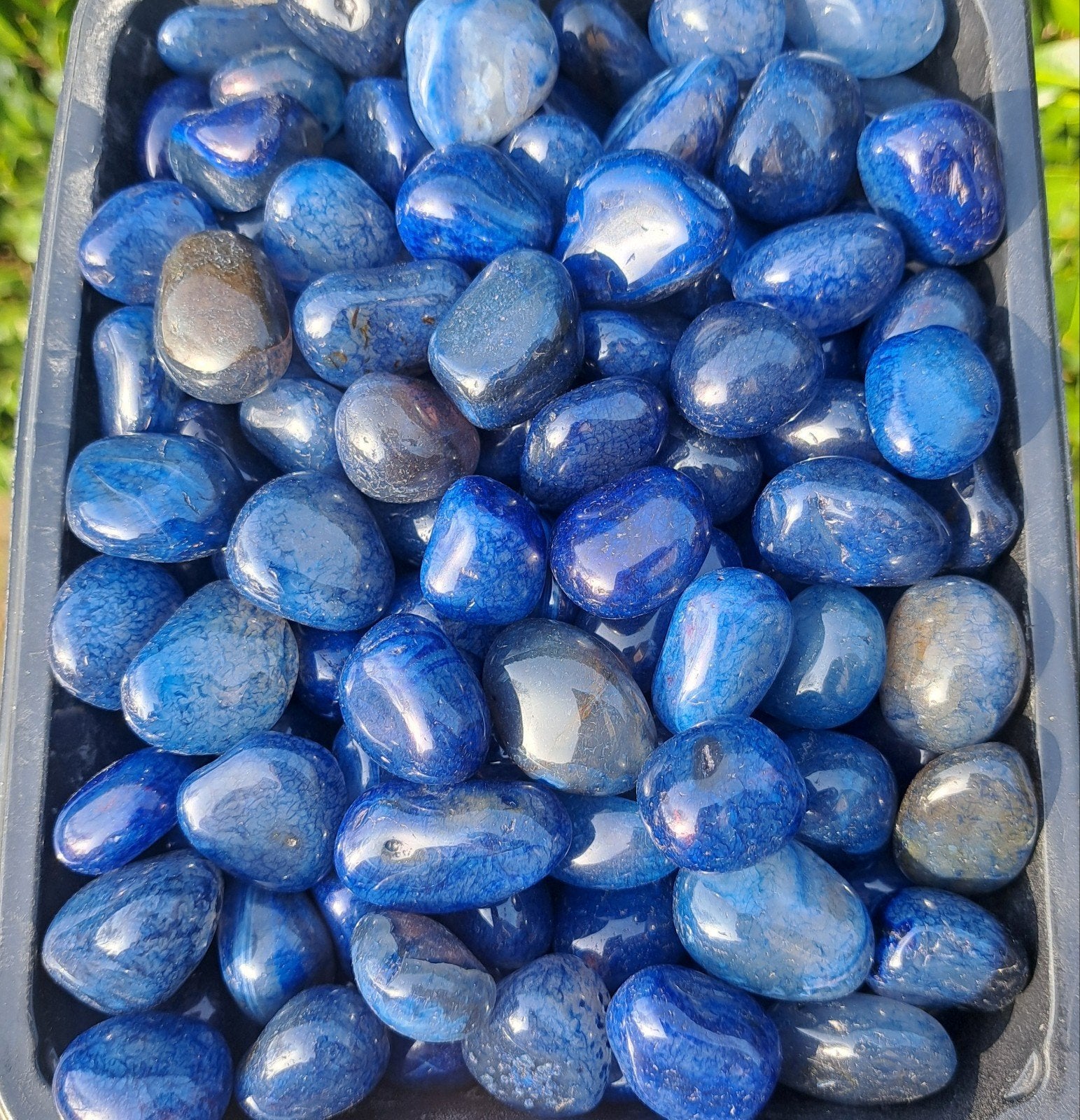 6 voor €10! Gave Donkerblauwe Agaat stenen edelsteen kristal, Ophalen of Verzenden