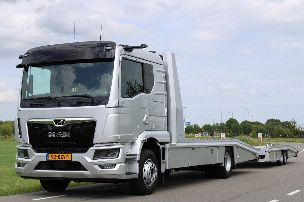 MAN TGM 15.250 / Oprijwagen / Tijhof / Autotransporter / Sla, Auto's, Vrachtwagens, Automaat, Stof, MAN, Origineel Nederlands