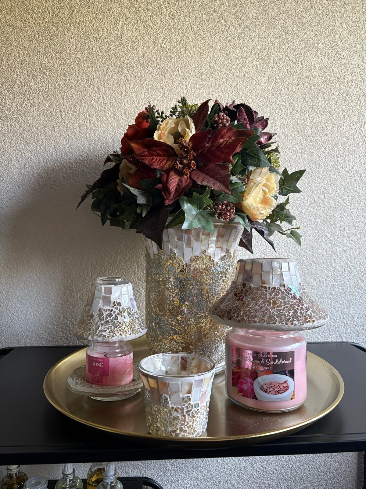 Yankee Candle set met mozaïek accessoires, Ophalen, Overige merken, Kaars, Goud