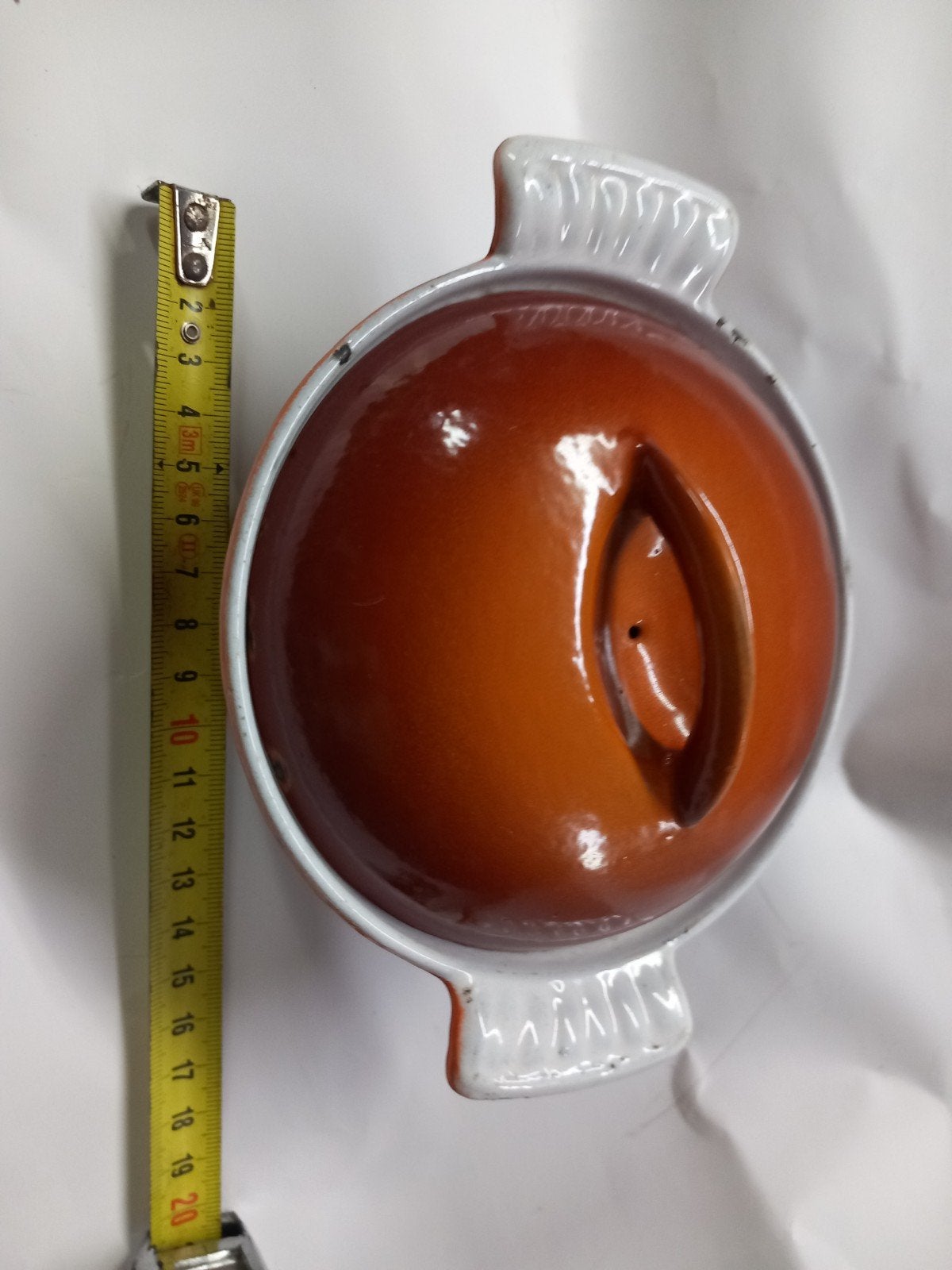 Geëmailleerde gietijzeren pan no 12, 11cm H, 16cm breed, Ophalen of Verzenden