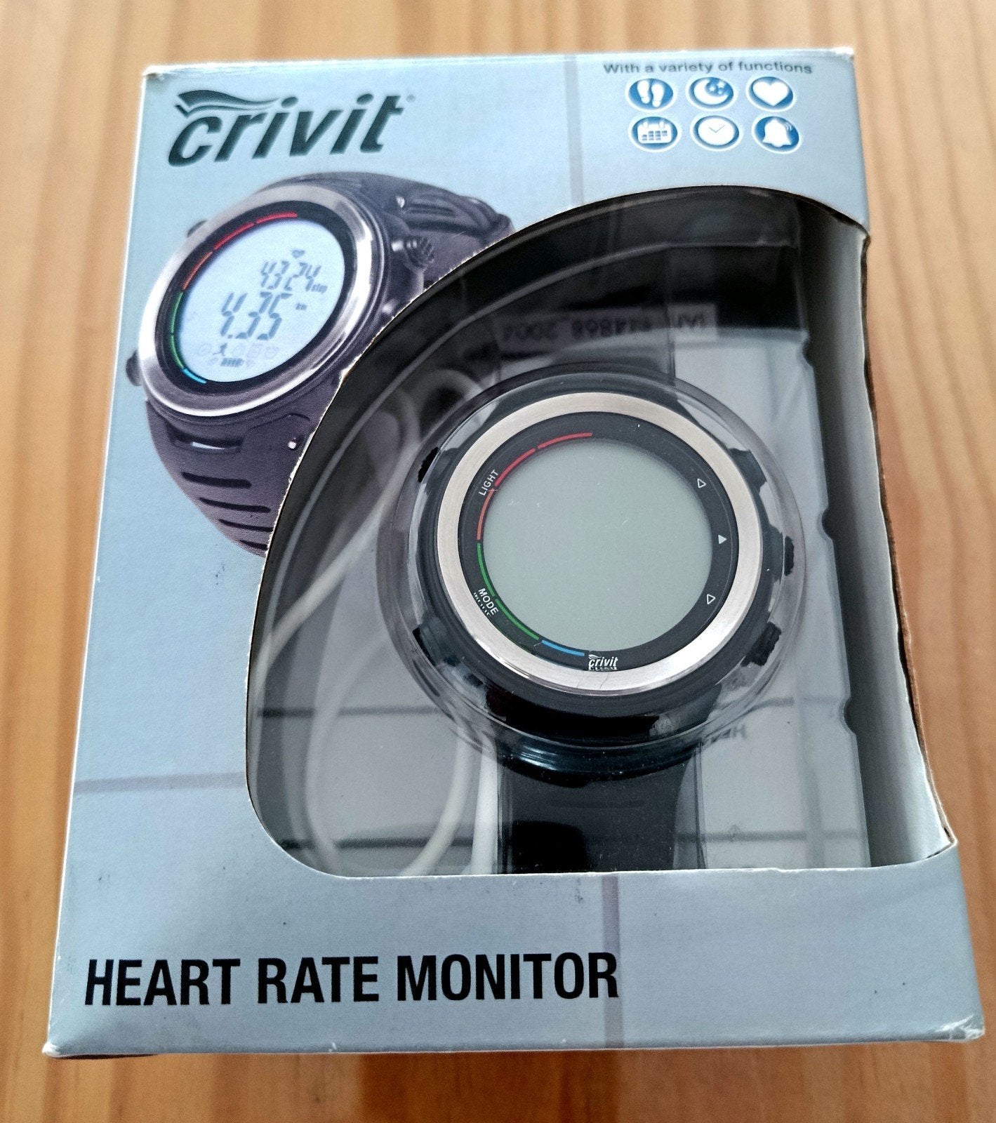 Crivit Hartslagmeter Horloge - Nieuw in doos, Stappen, Zwart, Nieuw, Ophalen of Verzenden