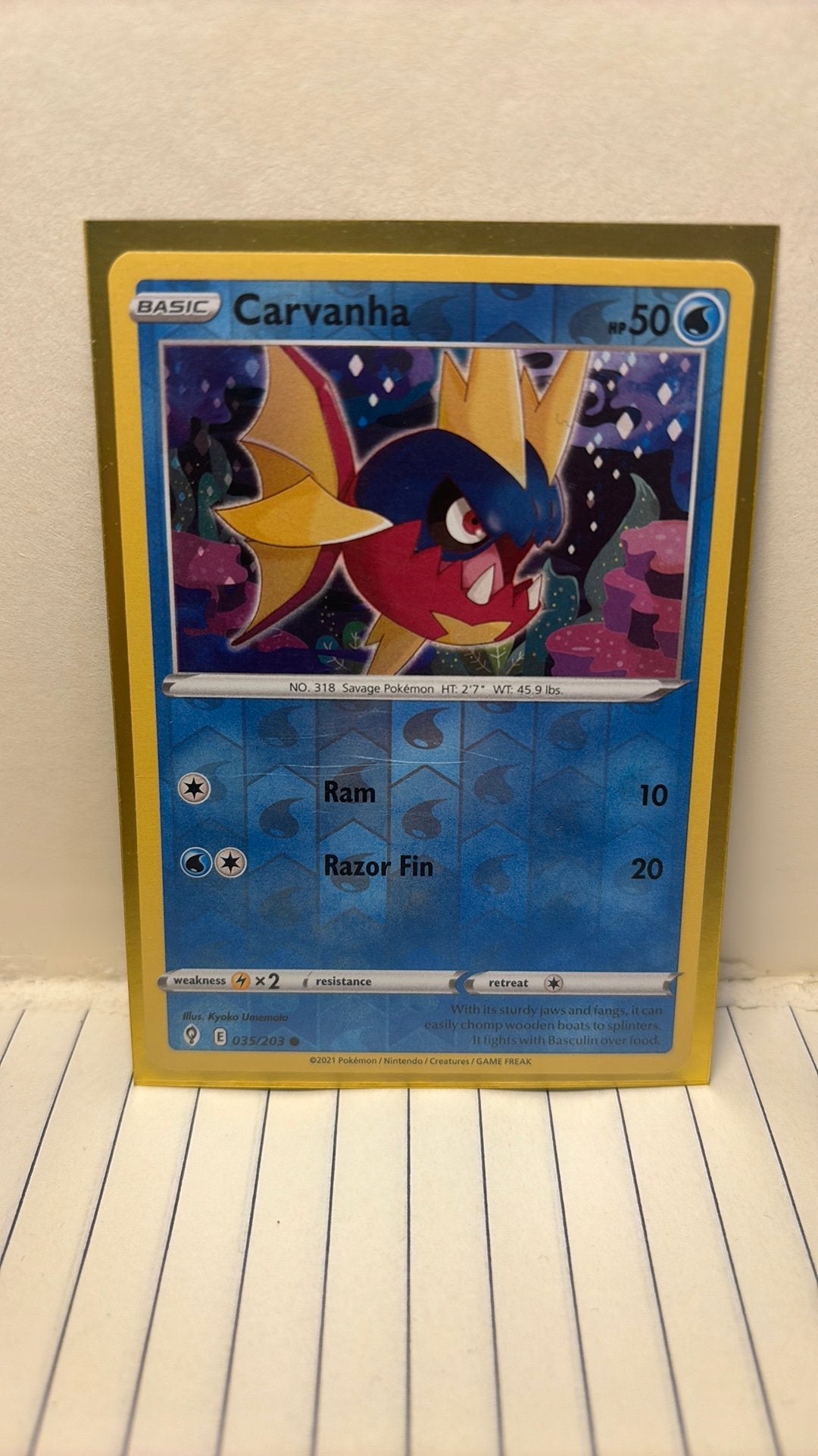 Carvanha 035/203 evolving skies reverse holo pokemon kaart, Ophalen of Verzenden, Nieuw
