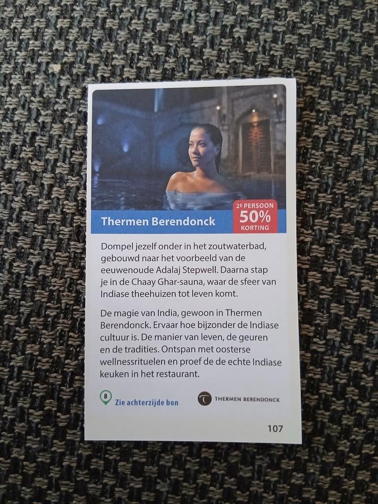 2e persoon 50% korting bij Thermen Berendonck, Tickets en Kaartjes, Twee personen, Kortingsbon, Spa of Sauna