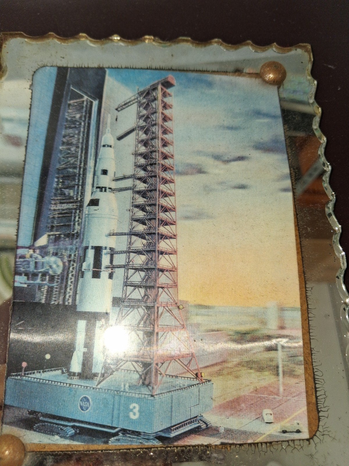 Vintage 3D Lenticulaire Aanzichtkaart Saturn V Raket NASA, Ophalen