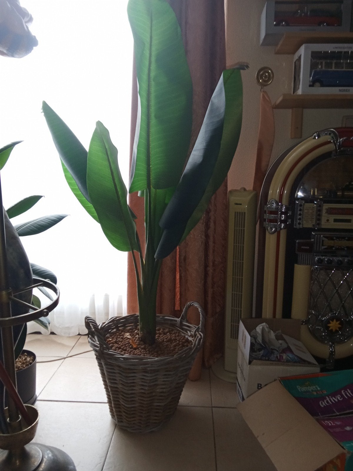 Strelitzia nicolai - Witte paradijsvogelplant/kunstplant, Huis en Inrichting, Groen, Kunstplant, Ophalen of Verzenden, Zo goed als nieuw