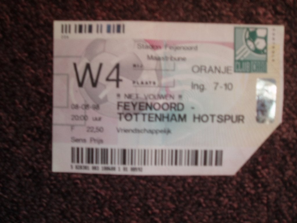 Feyenoord-Tottenham Hotspur Ticket Vriendschappelijk 1998, Verzamelen, Ophalen of Verzenden, Gebruikt, Feyenoord, Overige typen