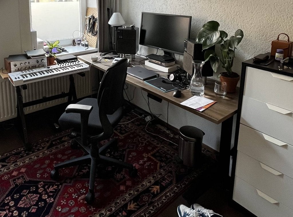 Fully zit-sta bureau frame (zwart), Ophalen, In hoogte verstelbaar, Zo goed als nieuw, Overige merken