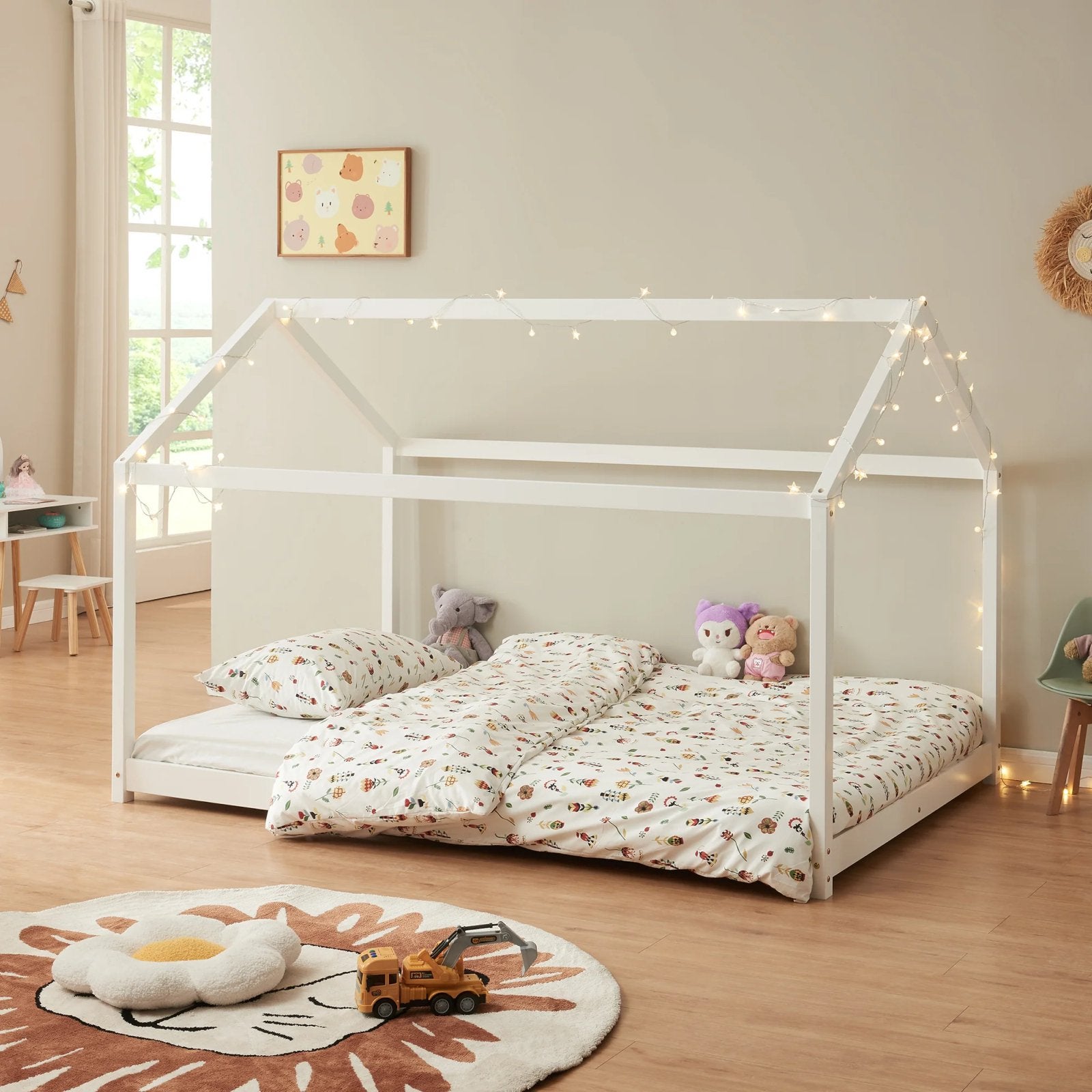 Bed nieuw huisje 140x200, Tweepersoons, Zo goed als nieuw, Hout, 140 cm