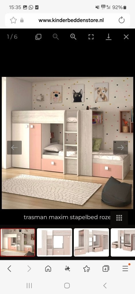 Stapelbed met kast, Ophalen, 90 cm, 160 tot 180 cm, Tweepersoons