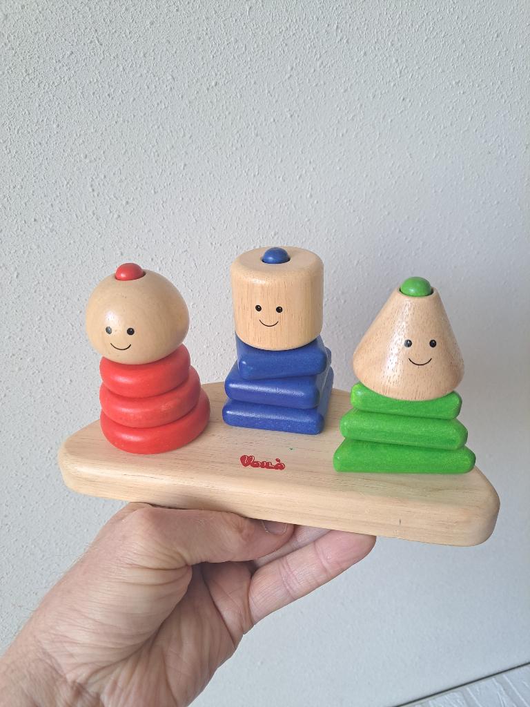 Geo trio houten bouwblokken, Voilà S207, 22x9.5x11.5cm, Ophalen of Verzenden, Zo goed als nieuw