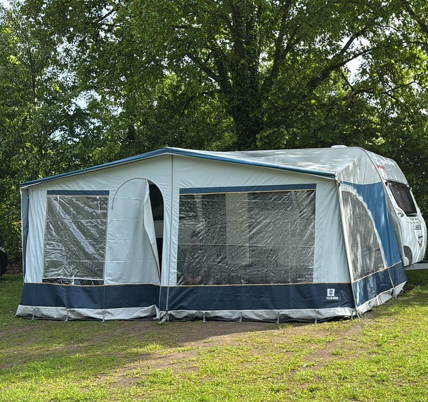 Walker Pioneer Blauw voortent - Maat 915, Gr. 16, Caravans en Kamperen, Ophalen, Gebruikt