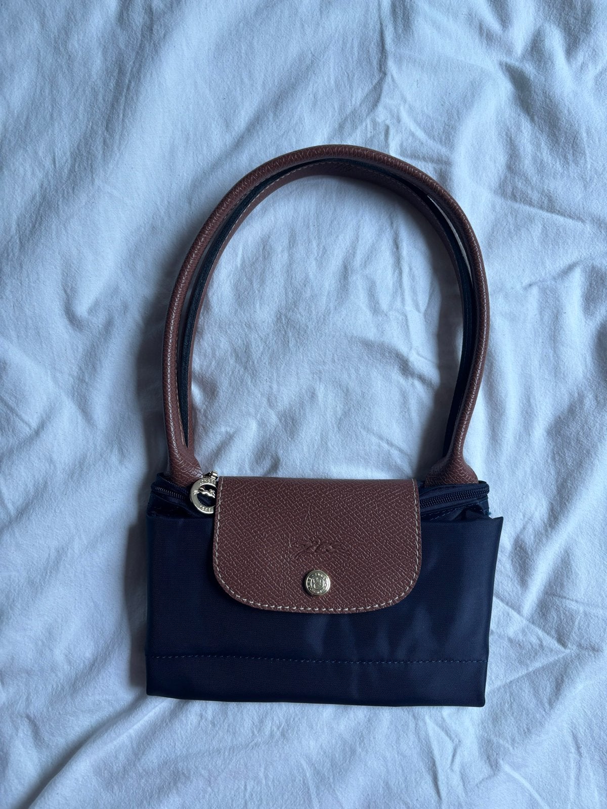Longchamp Le Pliage Handtas Marineblauw Maat M, Sieraden, Tassen en Uiterlijk, Verzenden, Zo goed als nieuw, Blauw, Handtas