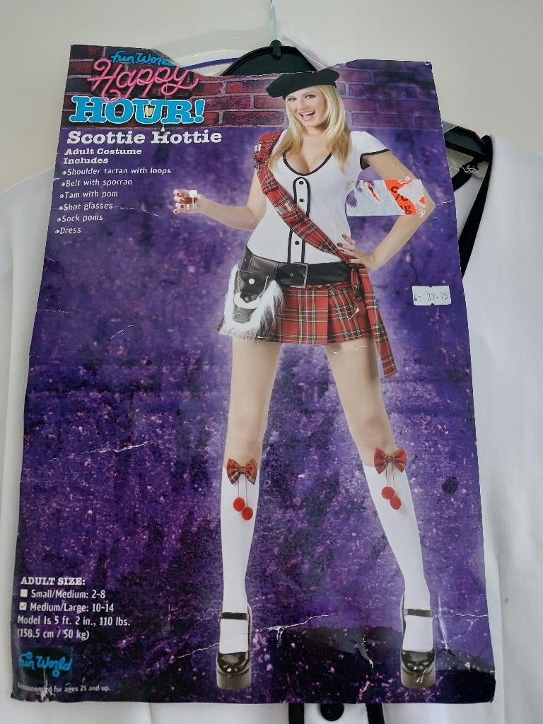 FUN WORLD - Scottie Hottie - Maat M/L (10-14), Maat 38/40 (M), Carnaval, Ophalen of Verzenden, Zo goed als nieuw