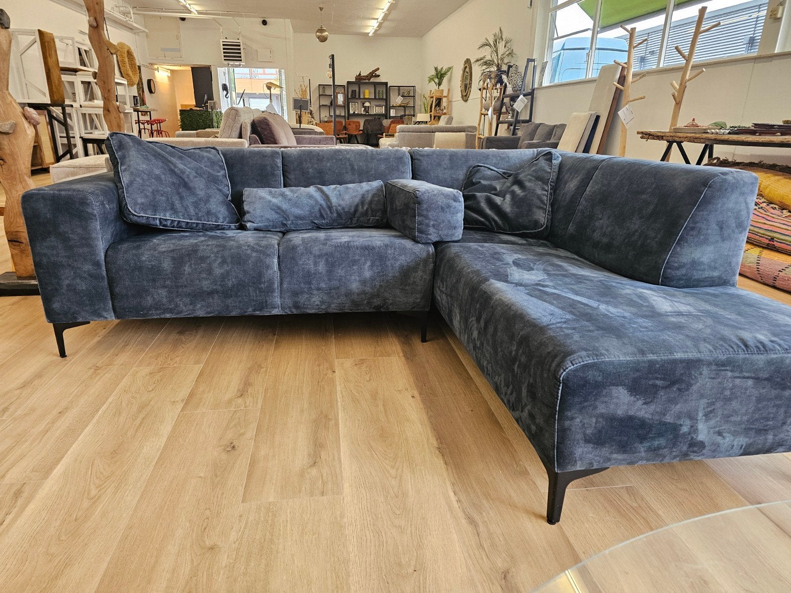 Hoekbank - Velours - Petrol, Zo goed als nieuw, Info@homefriesland.nl, Kelvinstraat 6 8912BA, Home Friesland