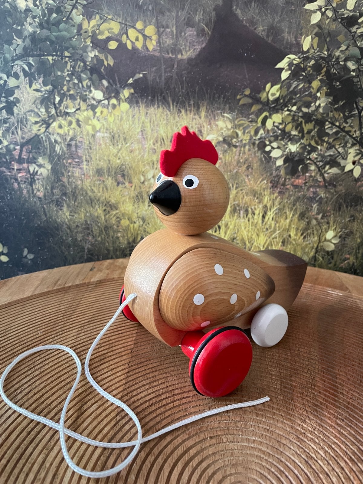 Houten trekfiguur kip met wielen Miva, Kinderen en Baby's, Speelgoed | Houten speelgoed, Nieuw, Duw- of Trekspeelgoed, Ophalen of Verzenden