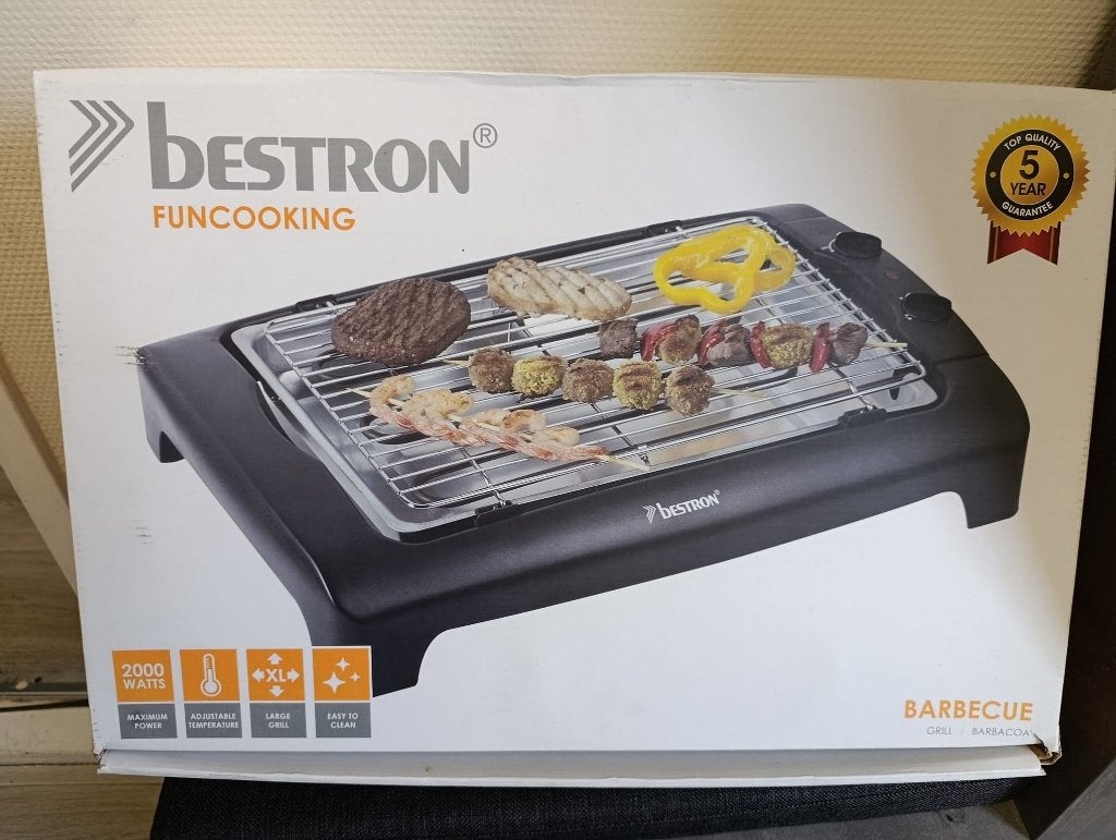 Bestron elektrische tafelbarbecue 2000W – ongebruikt in doos, Tuin en Terras, Elektrische barbecues, Ophalen of Verzenden, Zo goed als nieuw